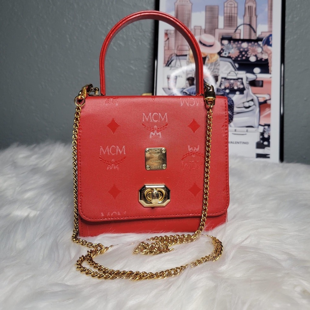 ❌SOLD❌MCM Mini Crossbody Chain Bag in Red
